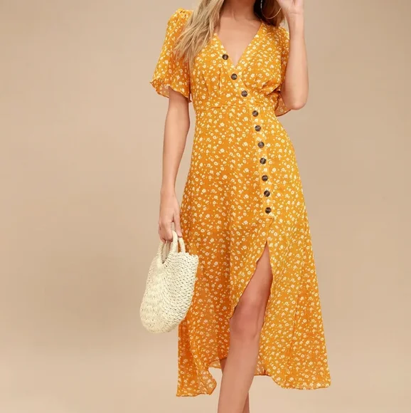 green emerald velvet dress Golden Yellow Off Shoulder Midi Dress – Rolling Rack Boutique main image 0